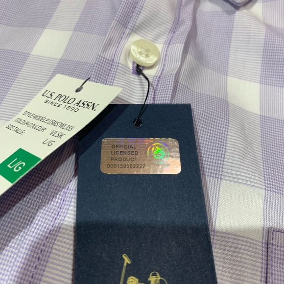 NWT U.S. Polo Assn Purple Plaid Button-Down Shirt - Picture 3 of 6